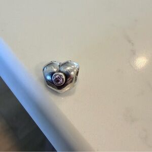 Pandora 925 Sterling Silver Heart with Pink Zirconia Charm